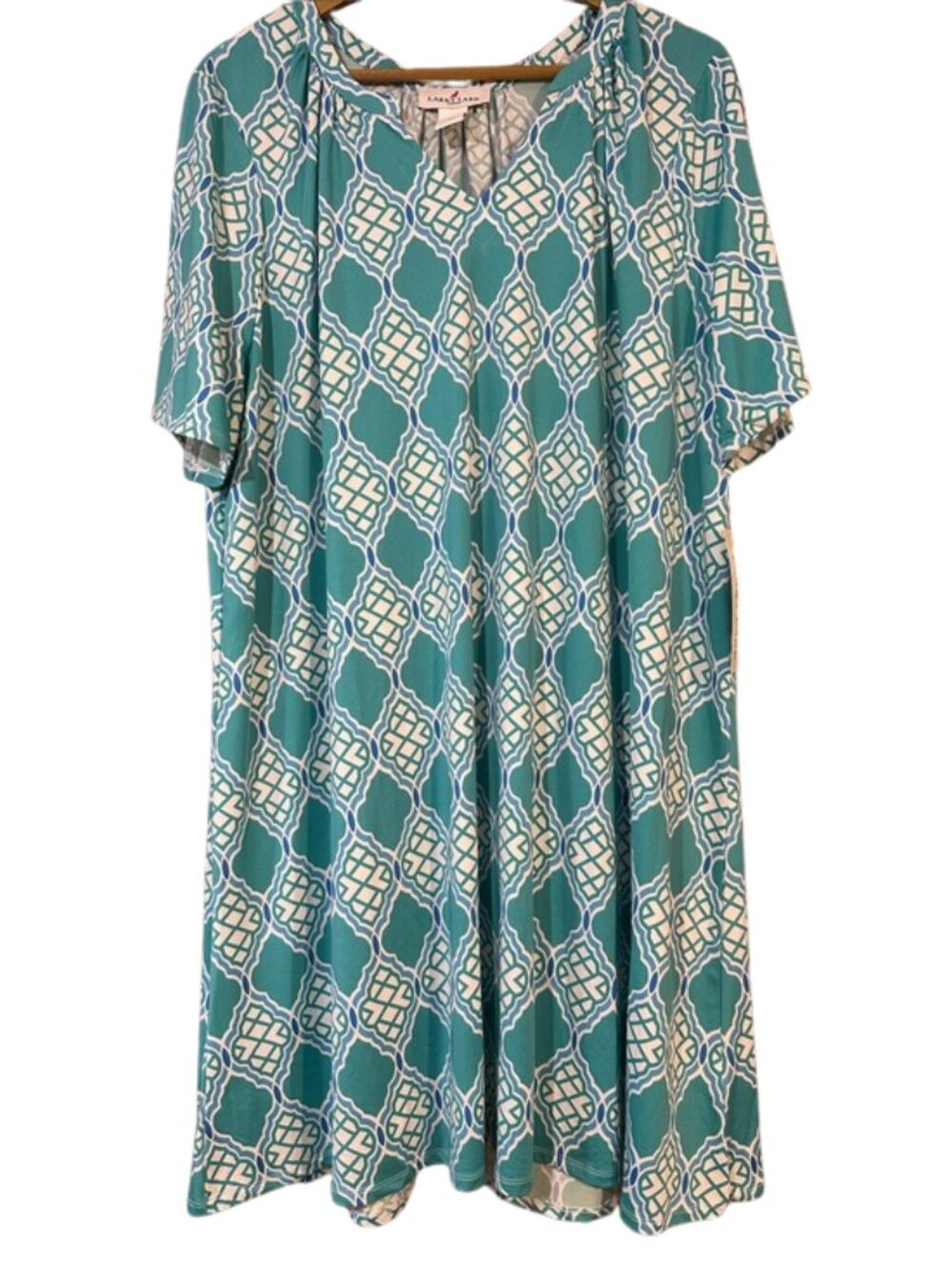 NWT Larky Lark Woman Teal Geometric Swing Dress Plus Size 1X